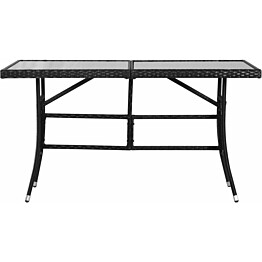 Puutarhapöytä, 140x80x74 cm, musta polyrottinki