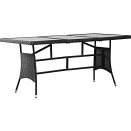 Puutarhapöytä, 170x80x74 cm, musta polyrottinki