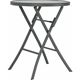 Kokoontaittuva bistropöytä, harmaa, 60x70 cm, lasi ja teräs