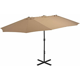 Aurinkovarjo, alumiinitanko, 460x270 cm, harmaanruskea