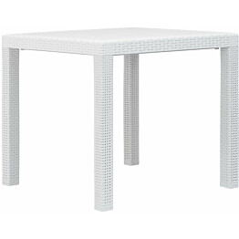 Puutarhapöytä, muovirottinki, 79x79x72 cm, valkoinen