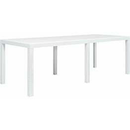 Puutarhapöytä, muovirottinki, 220x90x72 cm, valkoinen