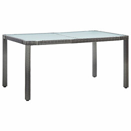 Puutarhapöytä, 150x90x75 cm, harmaa polyrottinki