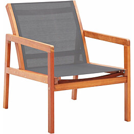 Puutarhan nojatuoli, 60x83.5x77.5 cm, harmaa, eukalyptuspuu ja textilene