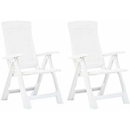 Puutarhan nojatuolit 2 kpl, 59x67x106 cm, muovi valkoinen