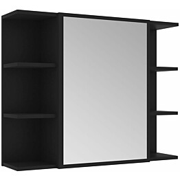 Kylpyhuoneen peilikaappi, musta 80x20,5x64 cm, lastulevy