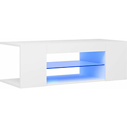 TV-taso LED-valoilla, valkoinen, 90x39x30 cm