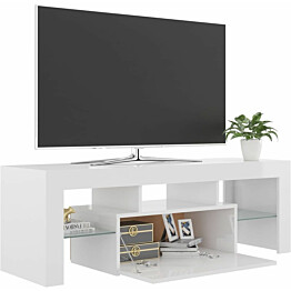 TV-taso LED-valoilla, korkeakiilto valkoinen, 120x35x40 cm