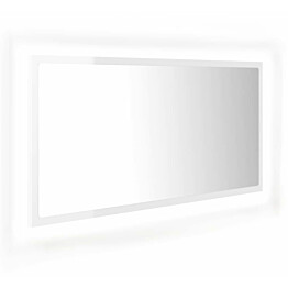 Kylpyhuonepeili LED, korkeakiilto valkoinen, 90x8,5x37 cm lastulevy