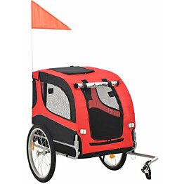 Koirankuljetuskärry polkupyörään, 90x73x137cm, punainen/musta