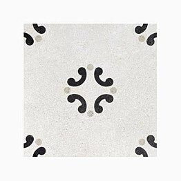 Lattialaatta Fioranese Cementine Black &amp; White 3, 20x20cm, matta, mustavalkoinen