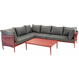 Oleskeluryhmä Home4you Bremen, 6-istuttava sohva + sohvapöytä, harmaa/punainen