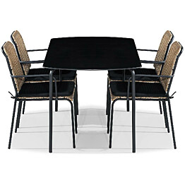Ruokailuryhmä Tahiti 4 tuolia + pehmusteet musta