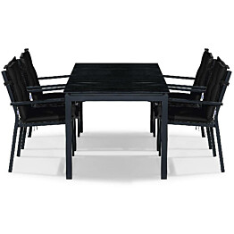 Ruokailuryhmä Tunis 4 tuolia + mustat pehmusteet musta