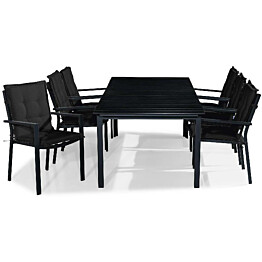 Ruokailuryhmä Tunis 6 tuolia + mustat pehmusteet musta