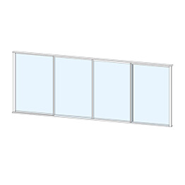 Terassin liukulasi-ikkuna Keraplast 4-os. 1100x3800 mm kirkas/valkoinen