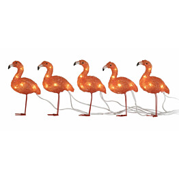 Valokoriste Konstsmide Flamingot, IP44, 5-osainen, 40 x amber LED, 17cm