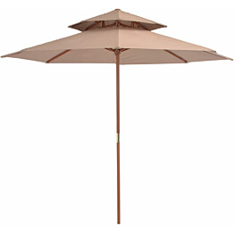 Kaksikerroksinen aurinkovarjo puurunko 270 cm harmaanruskea_1