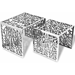 Kaksiosainen sivupöytä neliö alumiini hopea_1