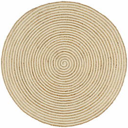 Käsintehty pyöreä juuttimatto valkoisella spiraalilla 150 cm_1