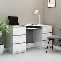 Kirjoituspöytä korkeakiilto valkoinen 140x50x77 cm lastulevy_1