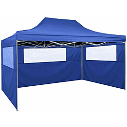 Kokoontaitettava teltta 3:lla seinällä 3x4,5 m sininen_1