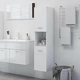 Kylpyhuonekaappi korkeakiilto valkoinen 30x30x130 cm_1