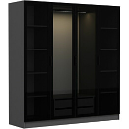 Vaatekaappi Linento Furniture Kale 6090 210x180cm antrasiitti/musta