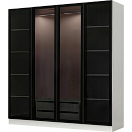 Vaatekaappi Linento Furniture Kale 6635 210x180cm valkoinen/musta
