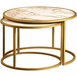 Sarjapöytä Linento Furniture Tambur 2-osainen marmori kulta/valkoinen