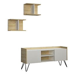 TV-taso ja seinähyllyt Linento Furniture Klappe ruskea/valkoinen