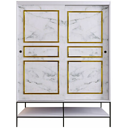 Vaatekaappi Linento Furniture Martin, 150cm, valkoinen marmori/kulta