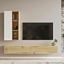 TV-taso ja seinähylly Linento Furniture LV10 ruskea/valkoinen