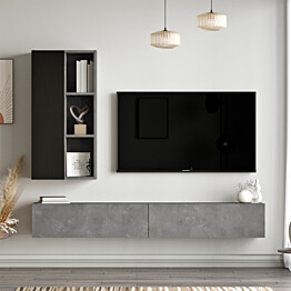 TV-taso ja seinähylly Linento Furniture LV10 hopeanharmaa/musta