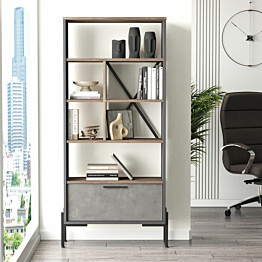 Kirjahylly Linento Furniture VS4 ruskea/harmaa