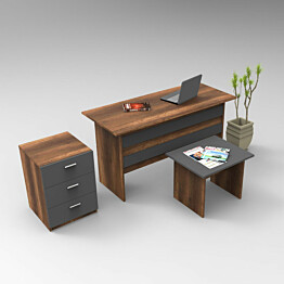 Työpöytäkokonaisuus Linento Furniture VO9 tummanruskea/harmaa