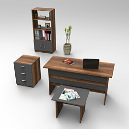 Työpöytäkokonaisuus Linento Furniture VO11 tummanruskea/harmaa