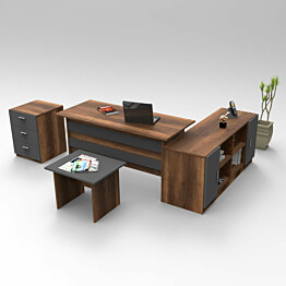 Työpöytäkokonaisuus Linento Furniture VO13 4-osainen ruskea/harmaa