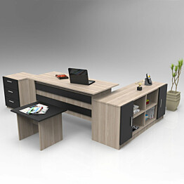 Työpöytäkokonaisuus Linento Furniture VO13 4-osainen ruskea/musta