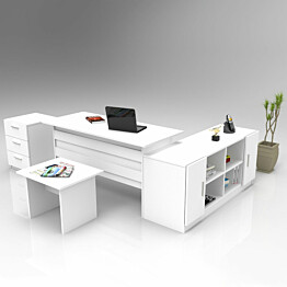 Työpöytäkokonaisuus Linento Furniture VO13 4-osainen valkoinen