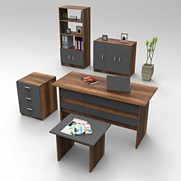Työpöytäkokonaisuus Linento Furniture VO14 5-osainen ruskea/harmaa