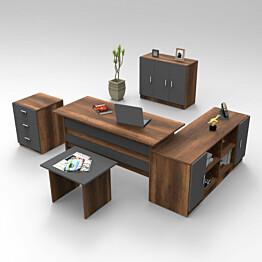 Työpöytäkokonaisuus Linento Furniture VO16 ruskea/harmaa