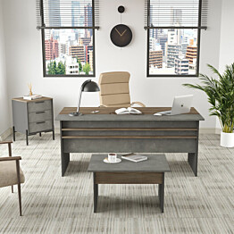 Työpöytäkokonaisuus Linento Furniture VS7 3-osainen ruskea/harmaa
