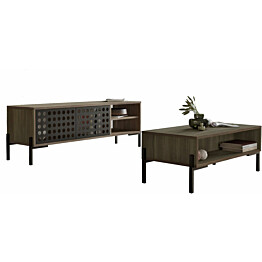 TV-taso ja sohvapöytä Linento Furniture NE5 ruskea/harmaa