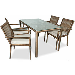 Ruokailuryhmä Linento Garden Leros 140, 4 tuolia + pöytä, eri värejä