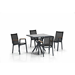 Garden Table &amp; Chairs Set (5 Pieces) Linento Garden Samara Bahçe Masa Takımı 2 Grey Black