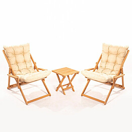 Garden Table &amp; Chairs Set (3 Pieces) Linento Garden MY005 Brown Cream