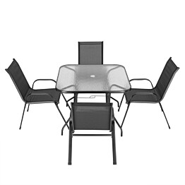 Ruokailuryhmä AB Polar Malaga, 100x100cm pöytä + 4 tuolia, musta