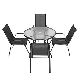 Ruokailuryhmä AB Polar Malaga, ø100cm pöytä + 4 tuolia, musta