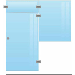 Saunan lasiseinä Maakunnan lasi ovi + ylälasi + ikkuna saranat keskellä eri värejä mittatilaus